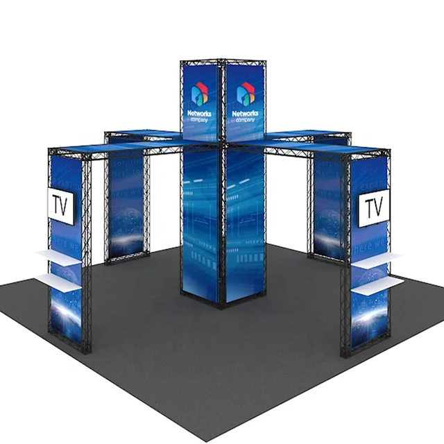New Fashion Design 20x20 Black Truss Frame Booth Exhibition Durable Aluminum SEG Fabric Fast Build Reusable TradeShow Booth